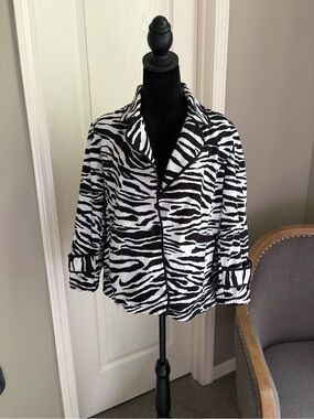 Black & White Zebra Print Blazer Jacket